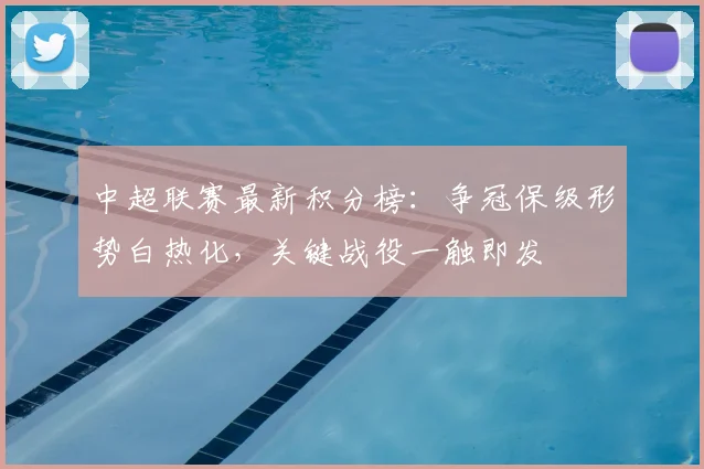 中超联赛最新积分榜：争冠保级形势白热化，关键战役一触即发